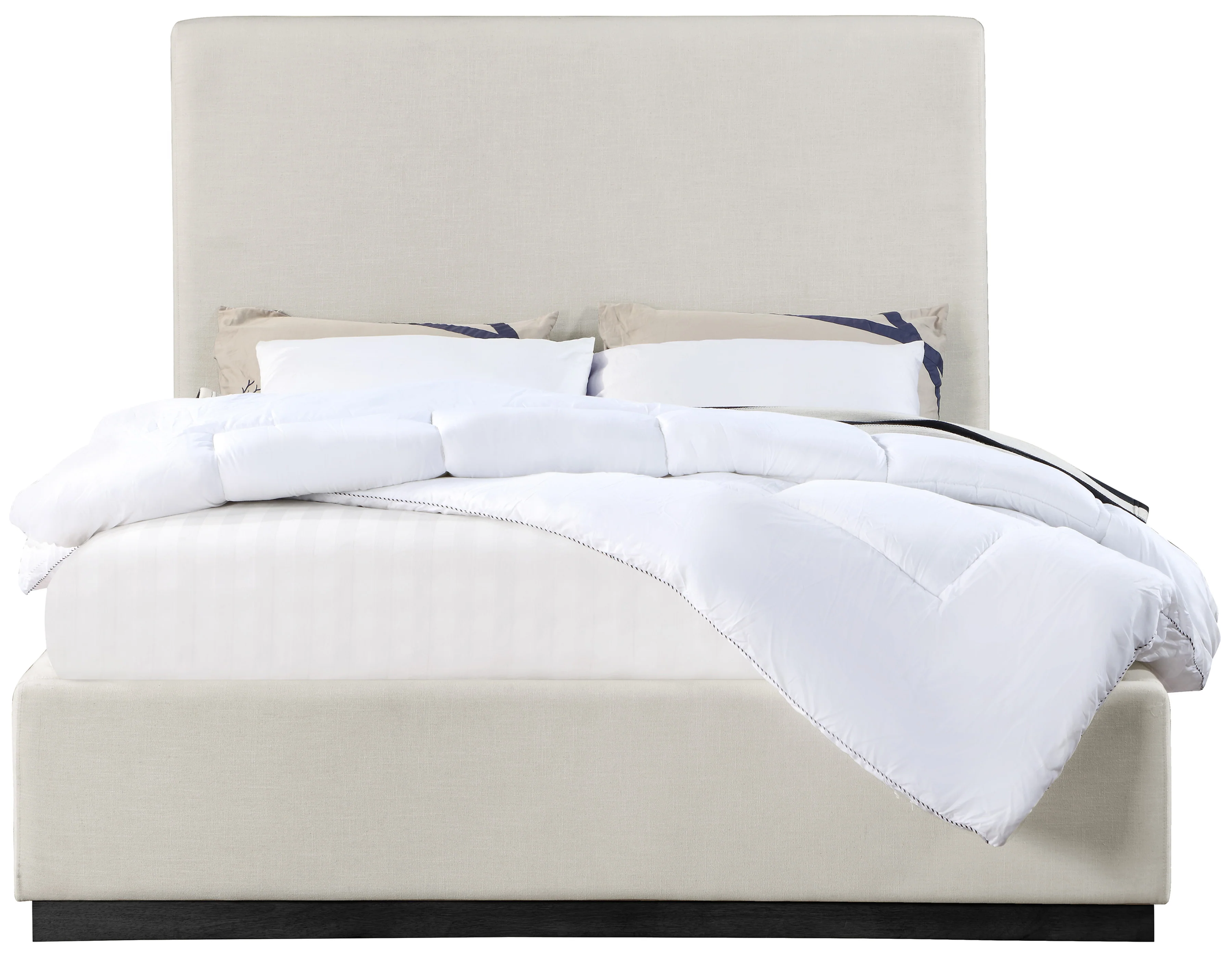 Carly Beige Linen Textured Fabric Full Bed F - Image 3