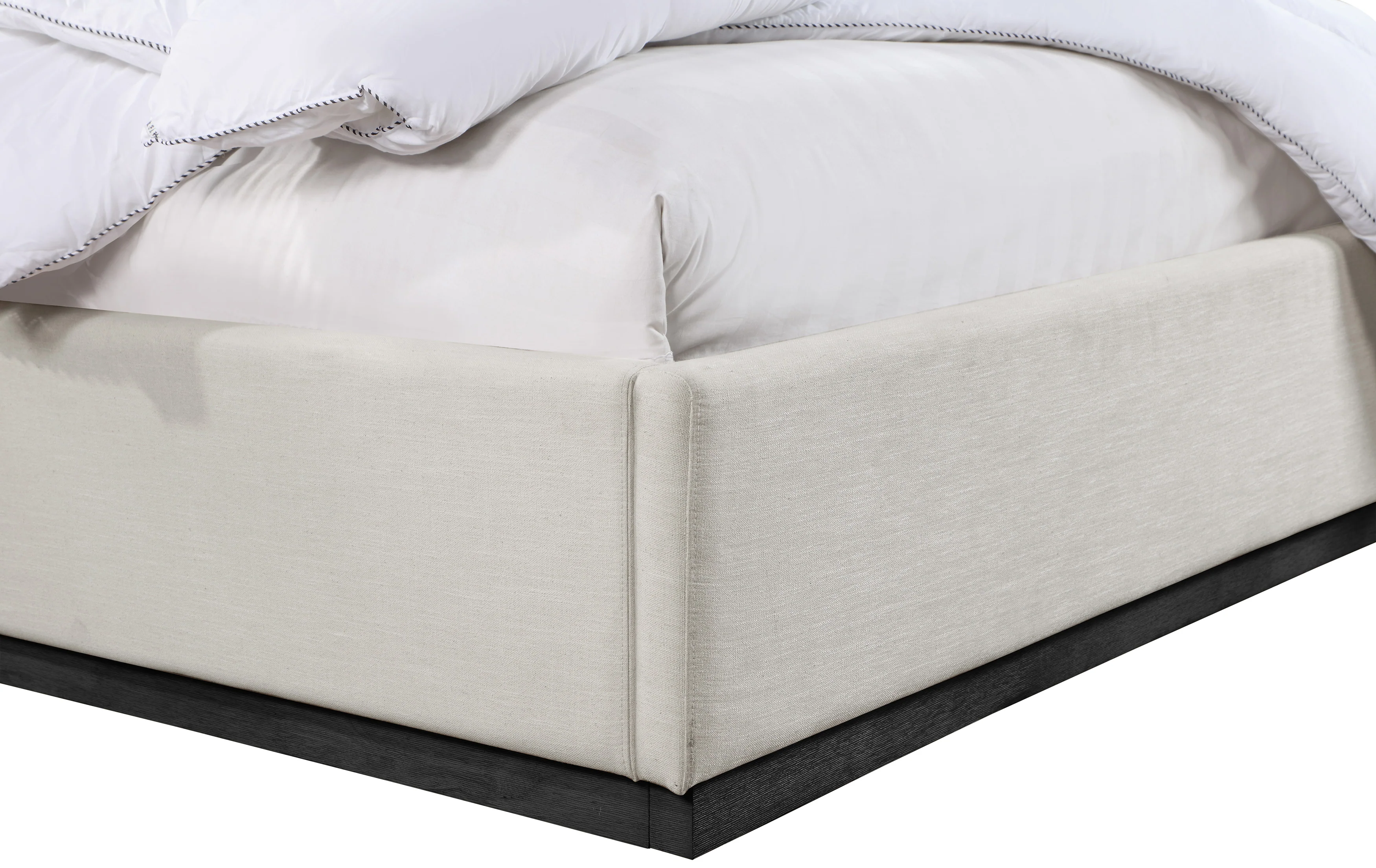 Carly Beige Linen Textured Fabric Full Bed F - Image 6