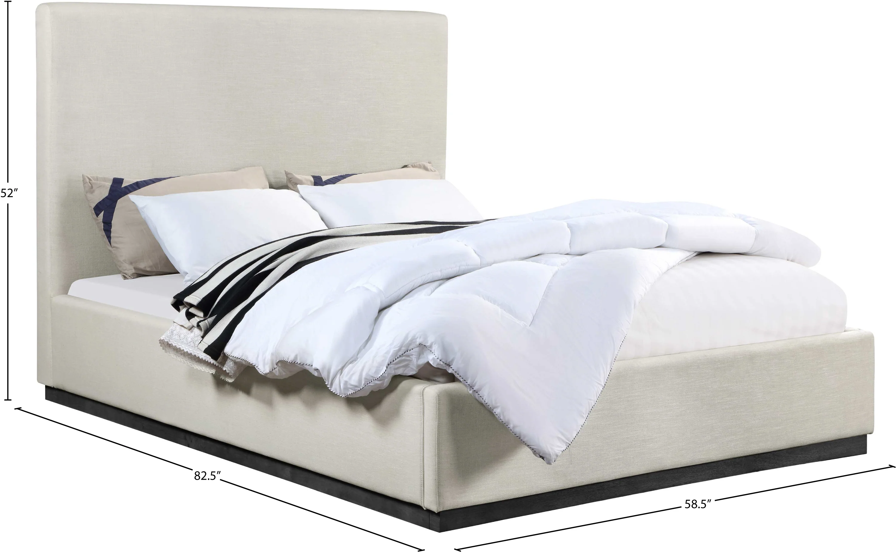 Carly Beige Linen Textured Fabric Full Bed F - Image 9