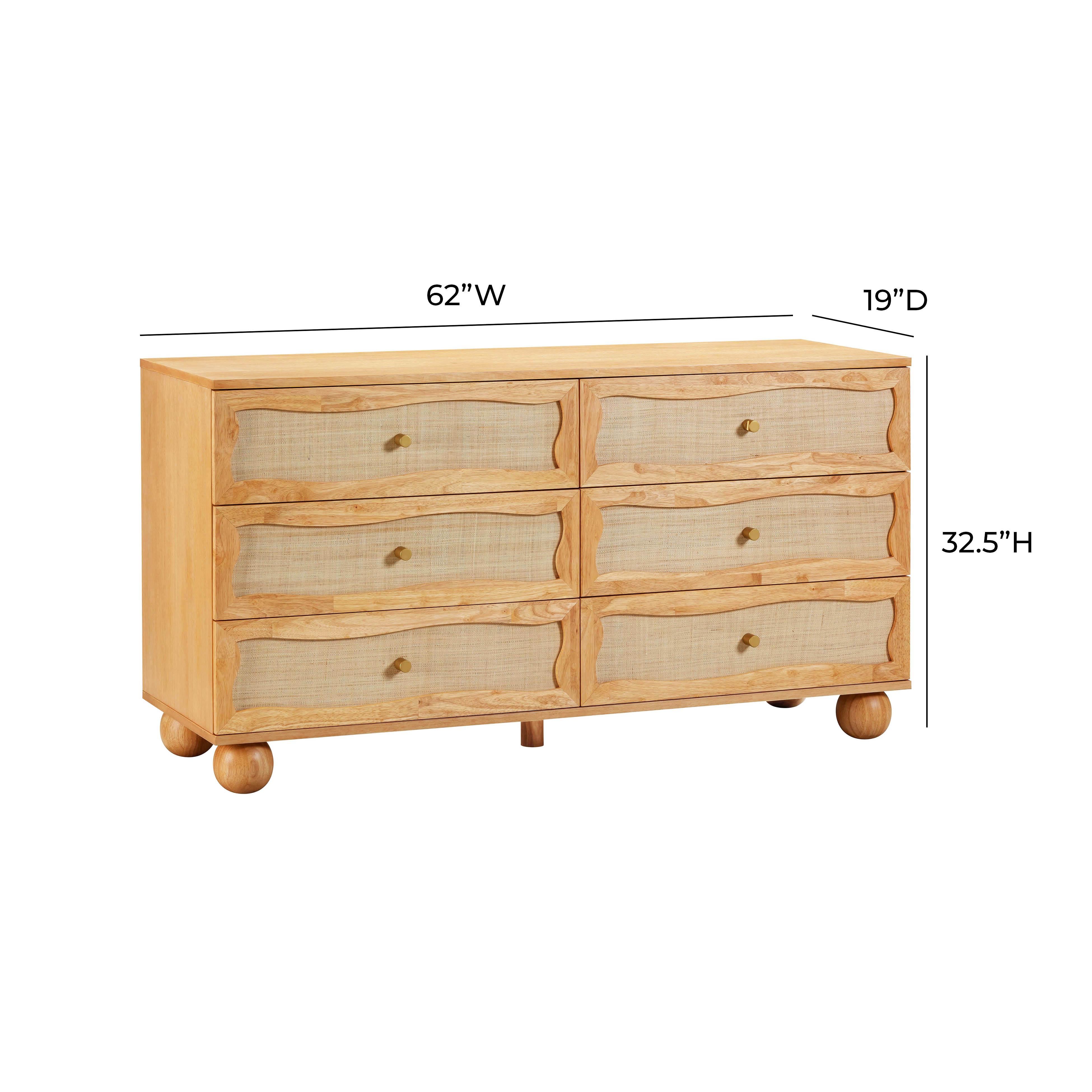 Leaf Natural Wood & Rattan Wavy Dresser - Image 8