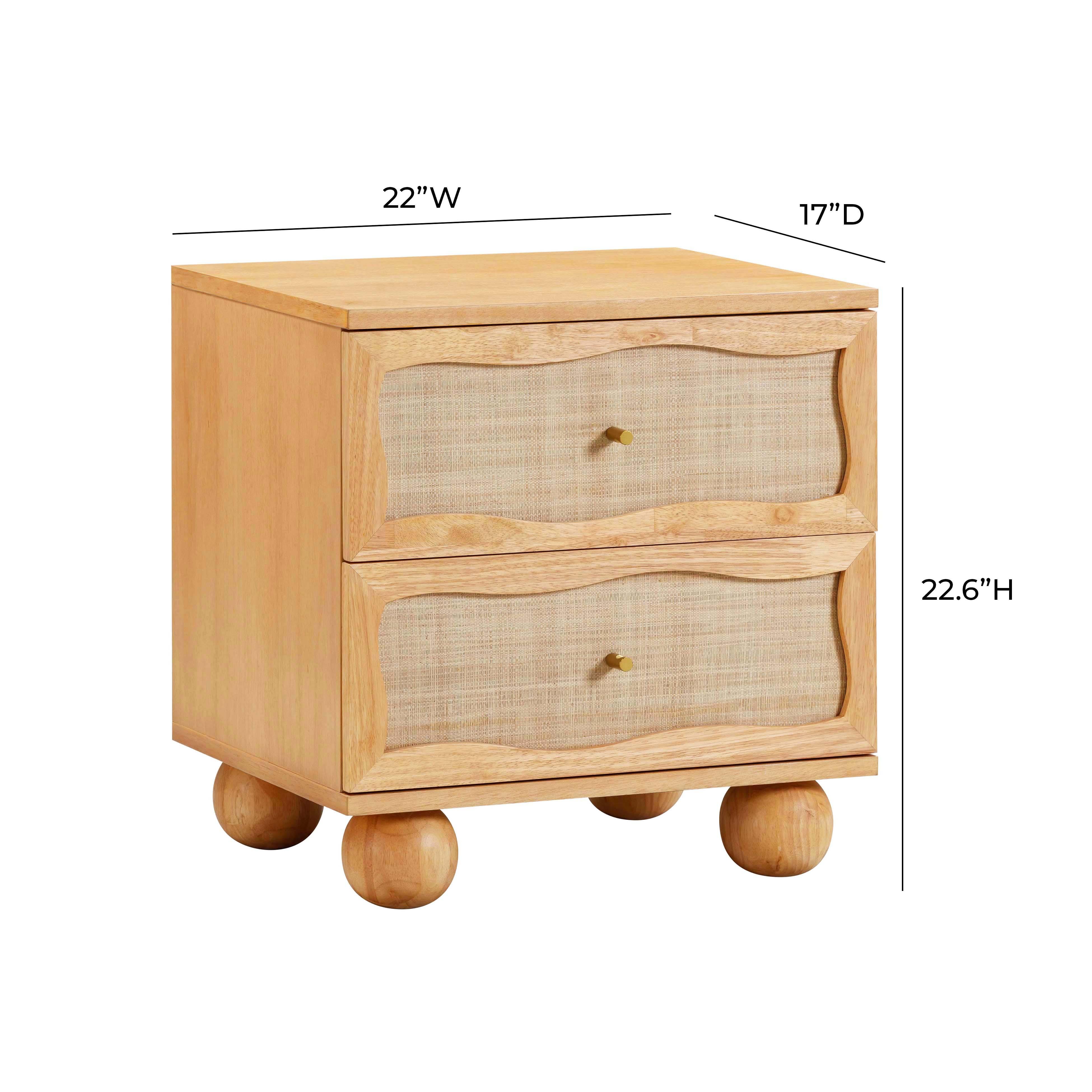 Leaf Natural Wood & Rattan Wavy Nightstand - Image 8