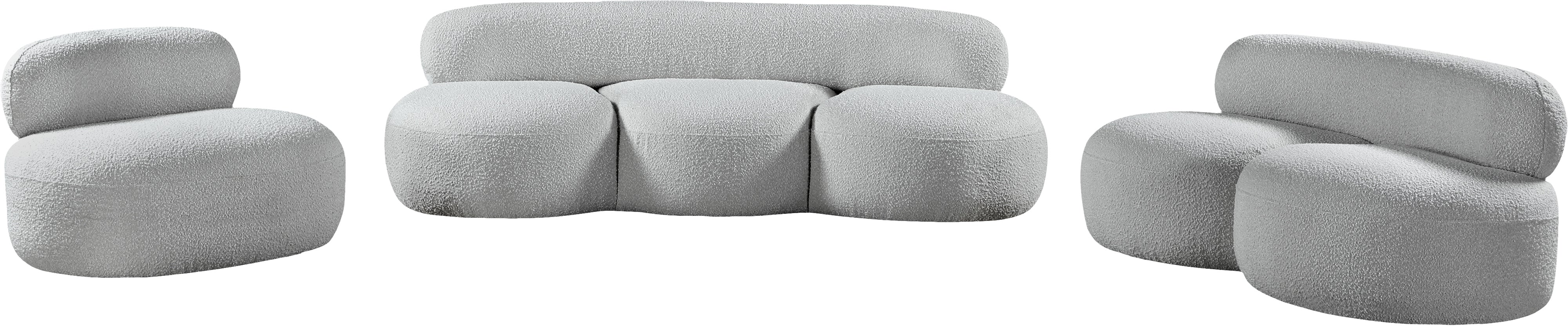 Milan Grey Boucle Fabric Loveseat L - Image 16