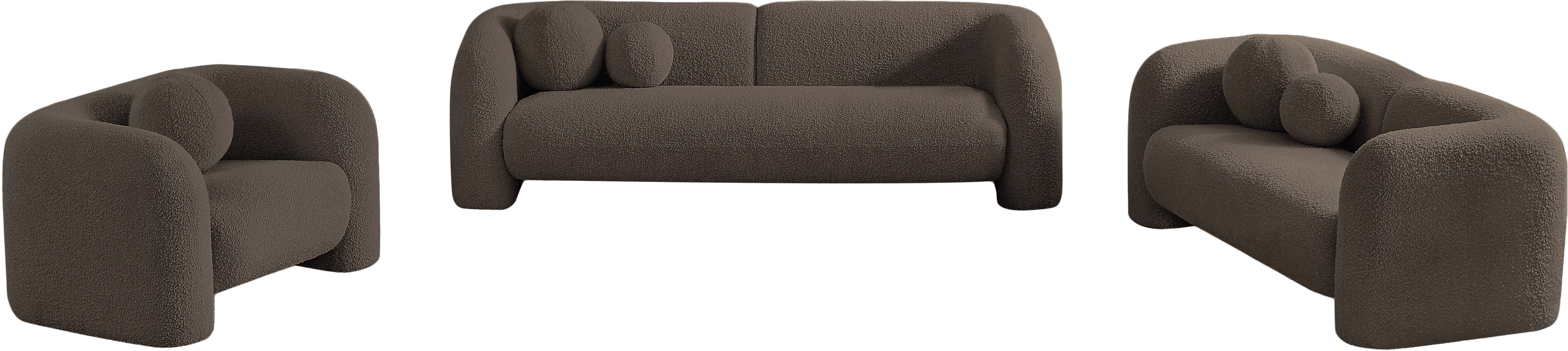 Milo Brown Boucle Fabric Loveseat L - Image 15