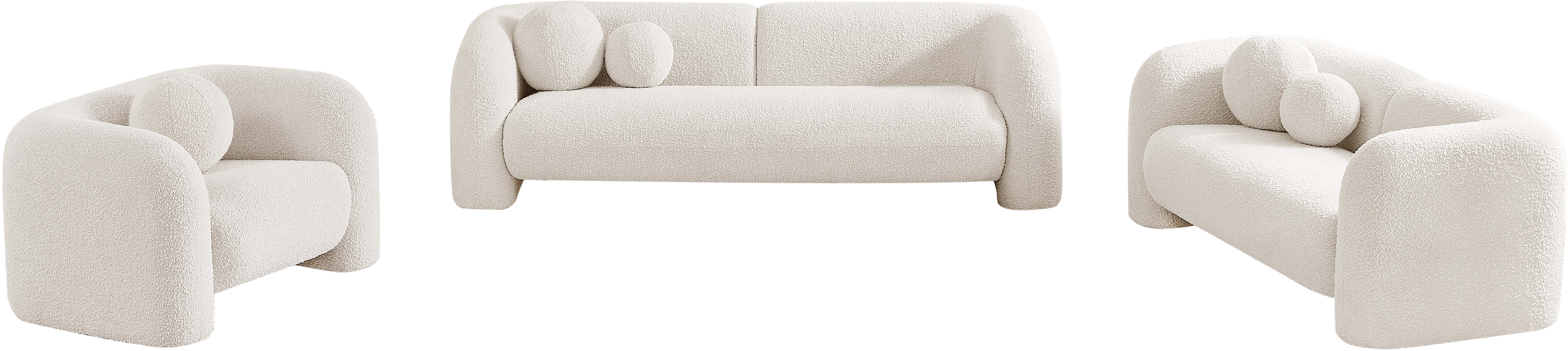 Milo Cream Boucle Fabric Loveseat L - Image 15