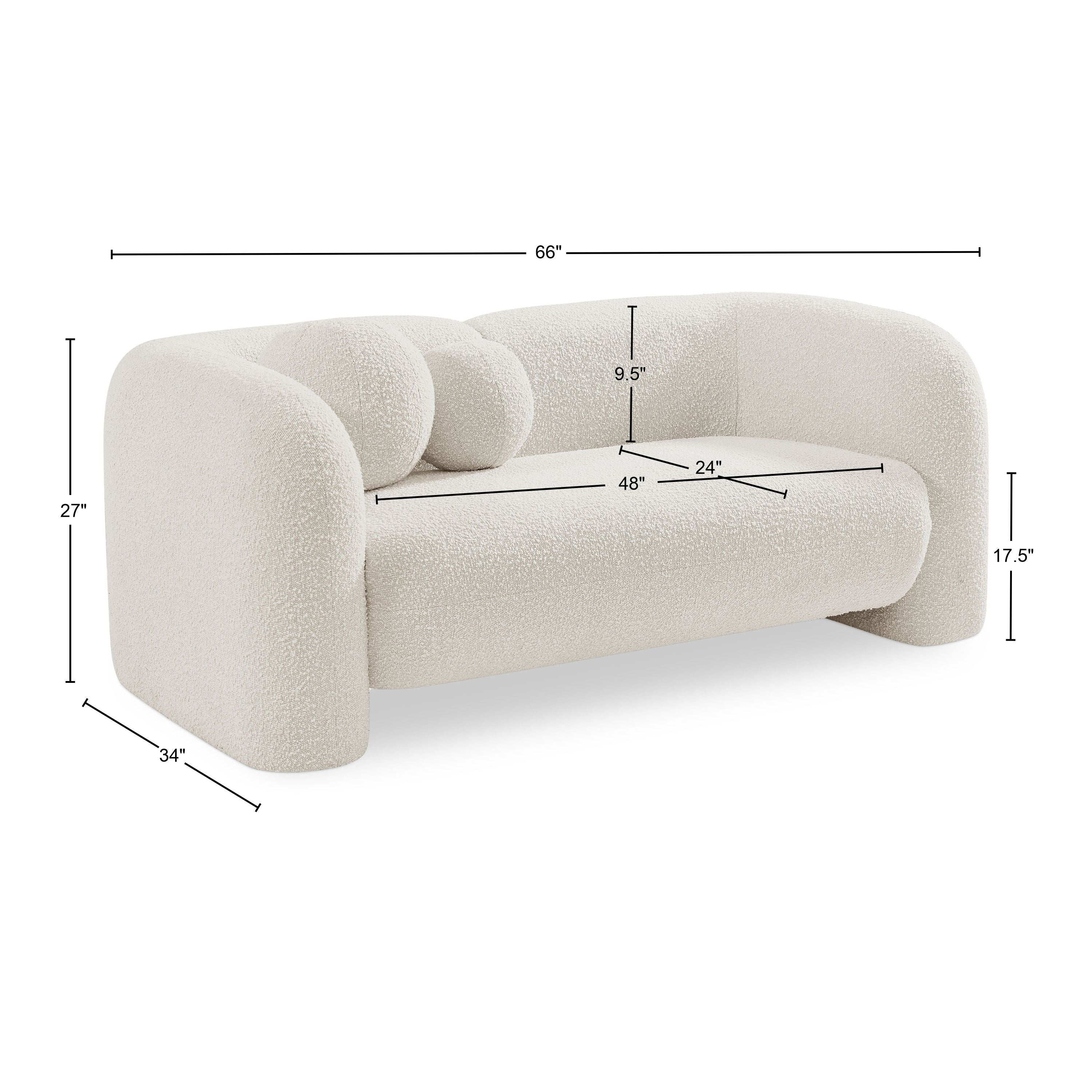Milo Cream Boucle Fabric Loveseat L - Image 17