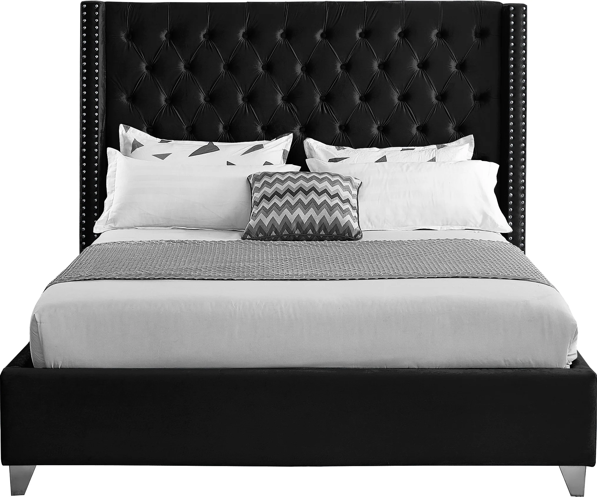 Robertson Black Velvet Full Bed F - Image 3