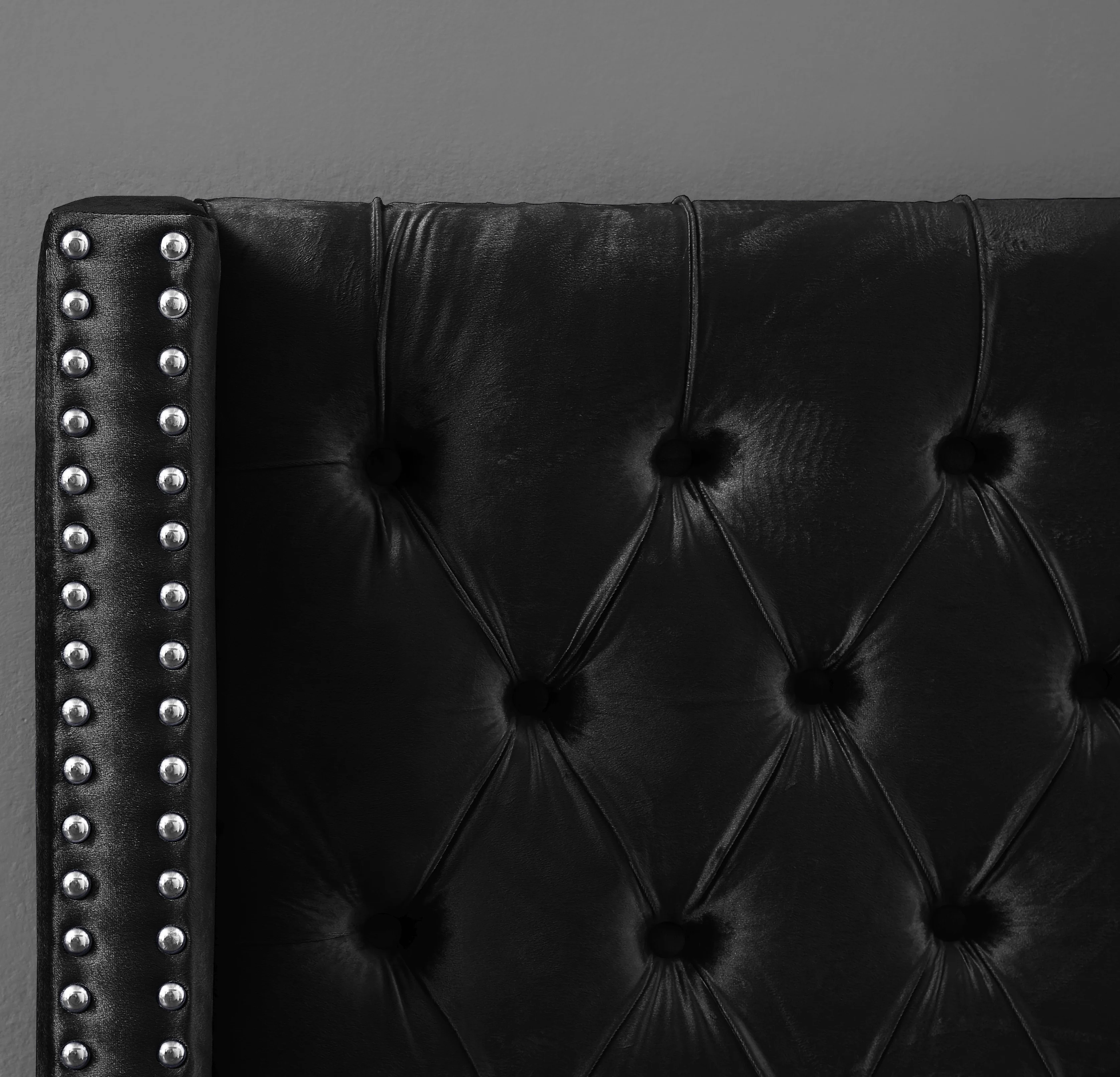 Robertson Black Velvet Full Bed F - Image 7