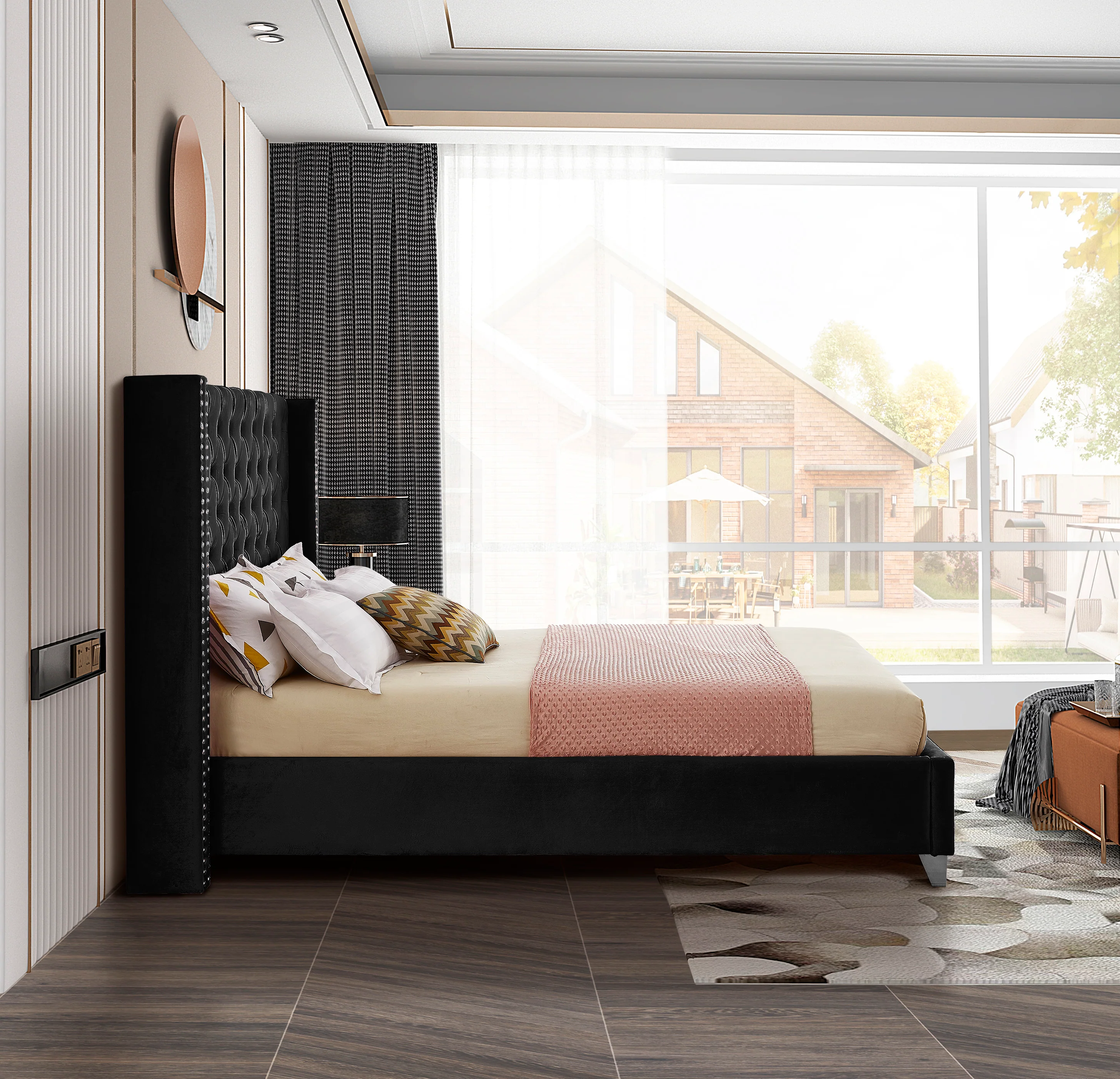 Robertson Black Velvet Queen Bed Q - Image 5