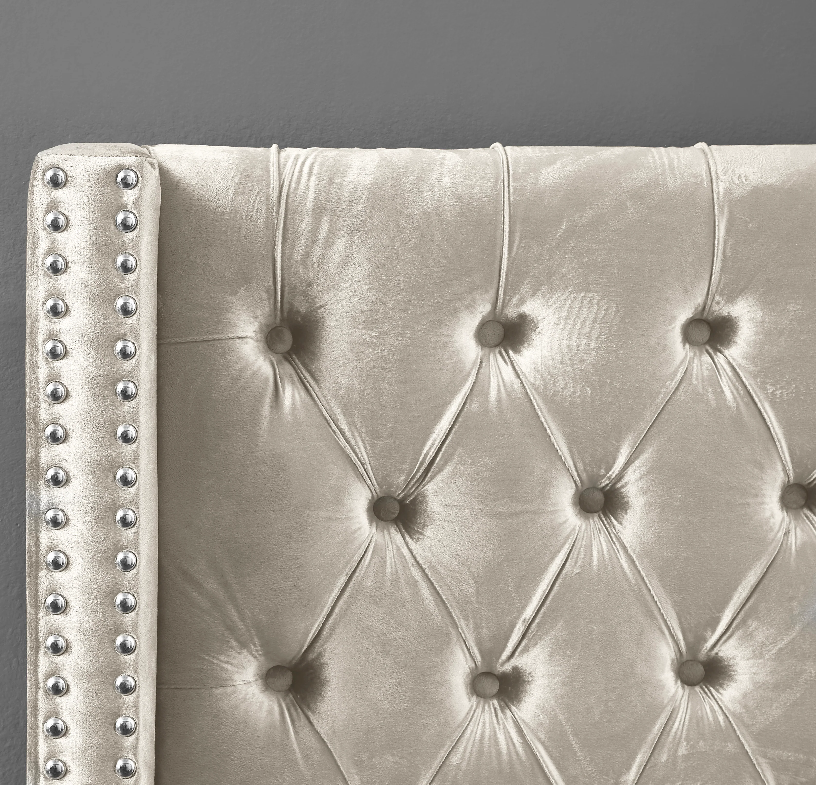 Robertson Cream Velvet Queen Bed Q - Image 7