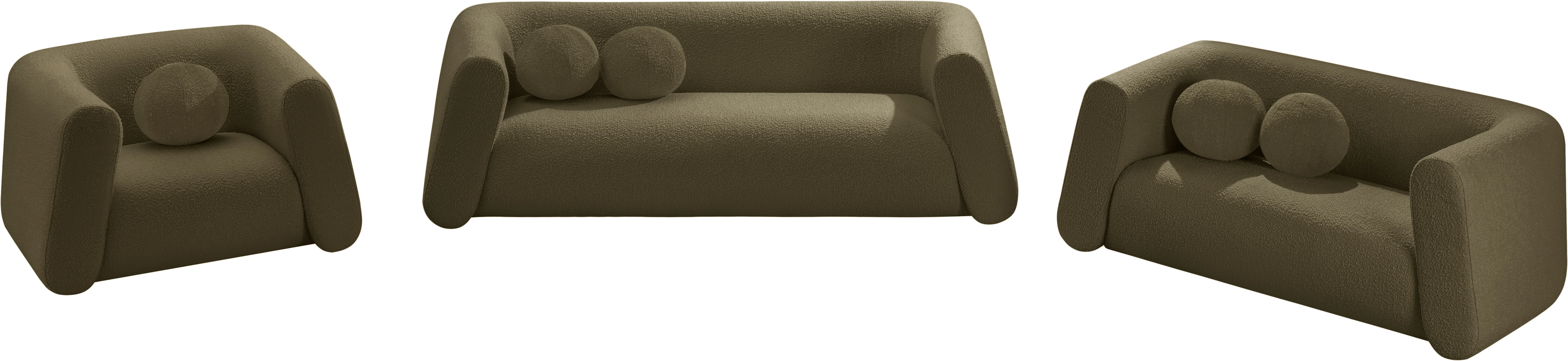 Siena Olive Boucle Fabric Loveseat L - Image 13