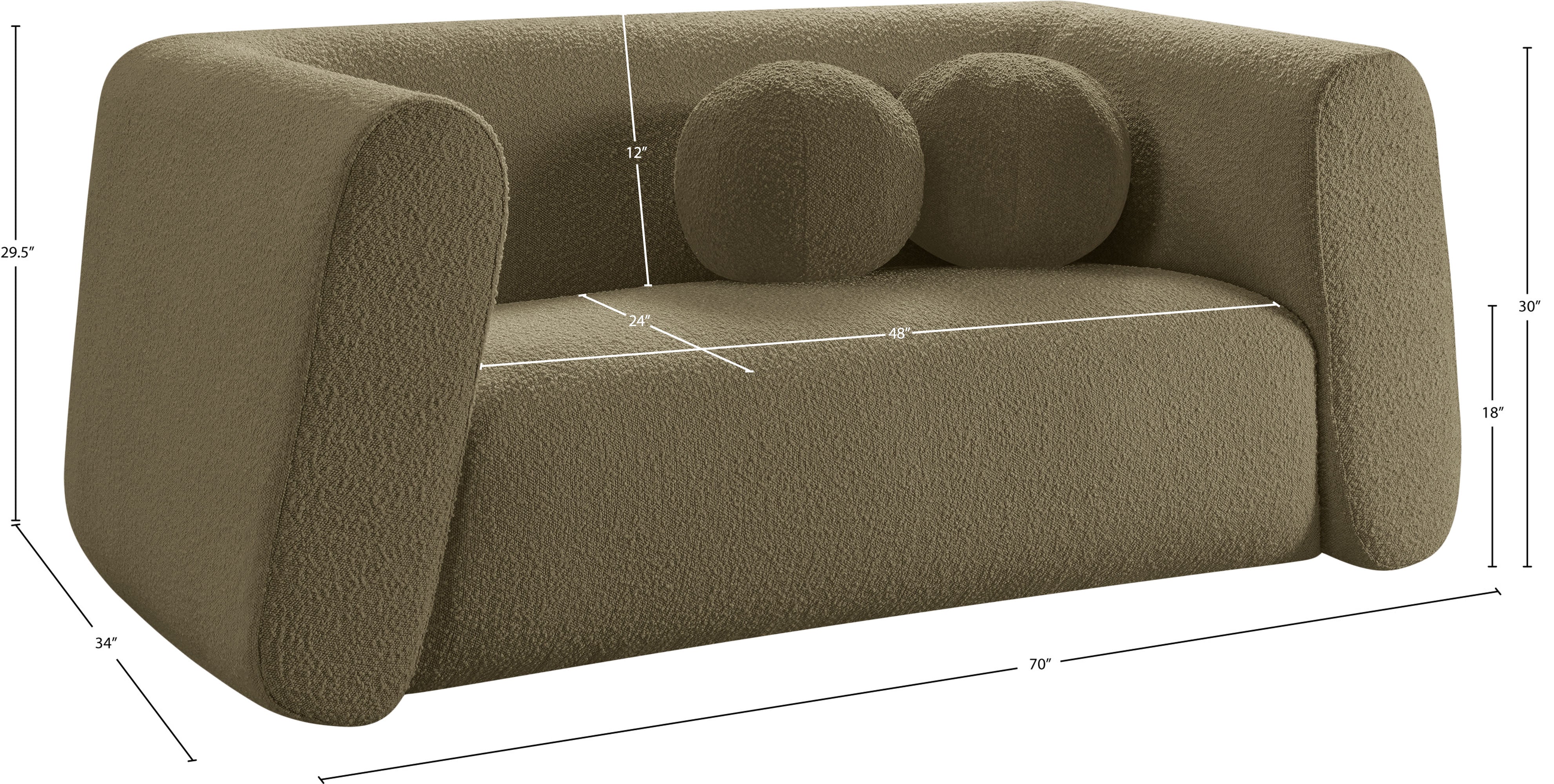 Siena Olive Boucle Fabric Loveseat L - Image 17