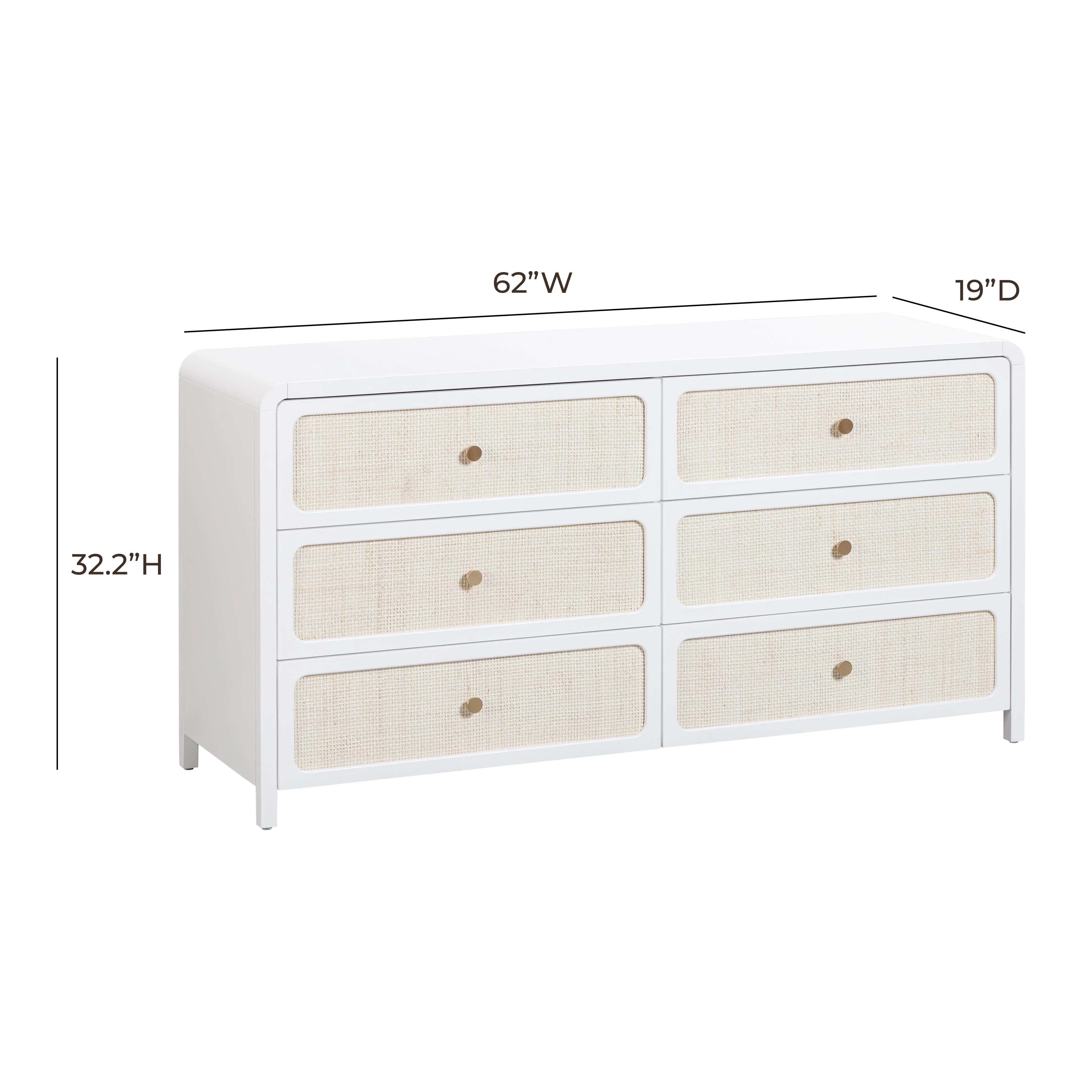 TOV White Rattan 6 Drawer Dresser - Image 7