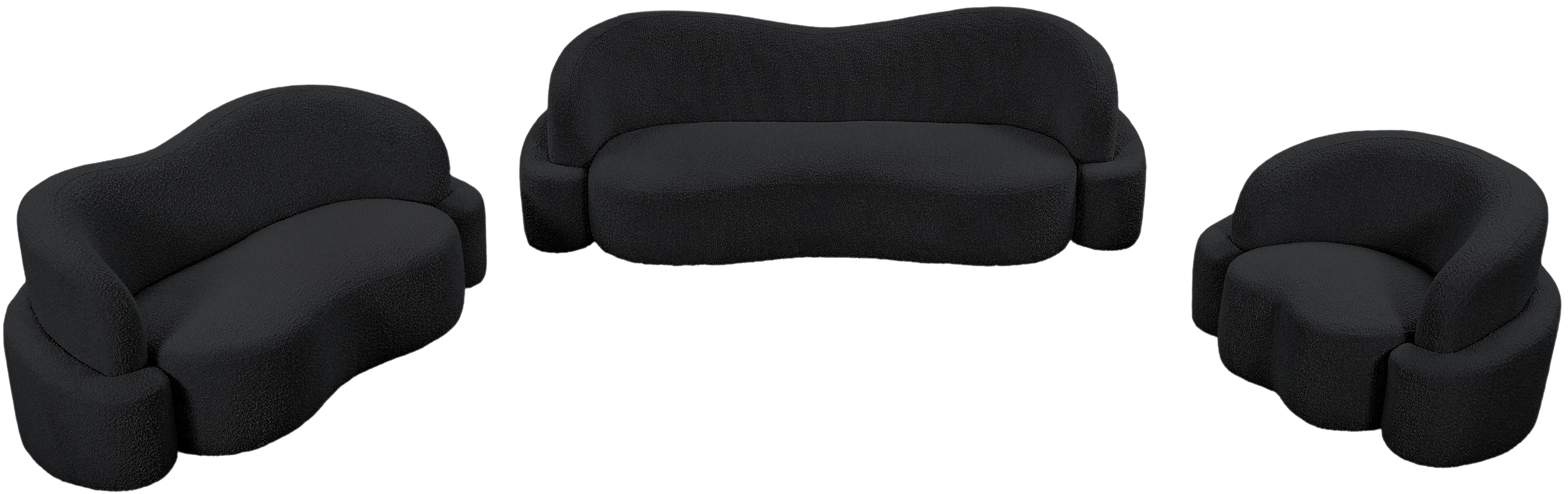 Vance Black Boucle Fabric Loveseat L - Image 13