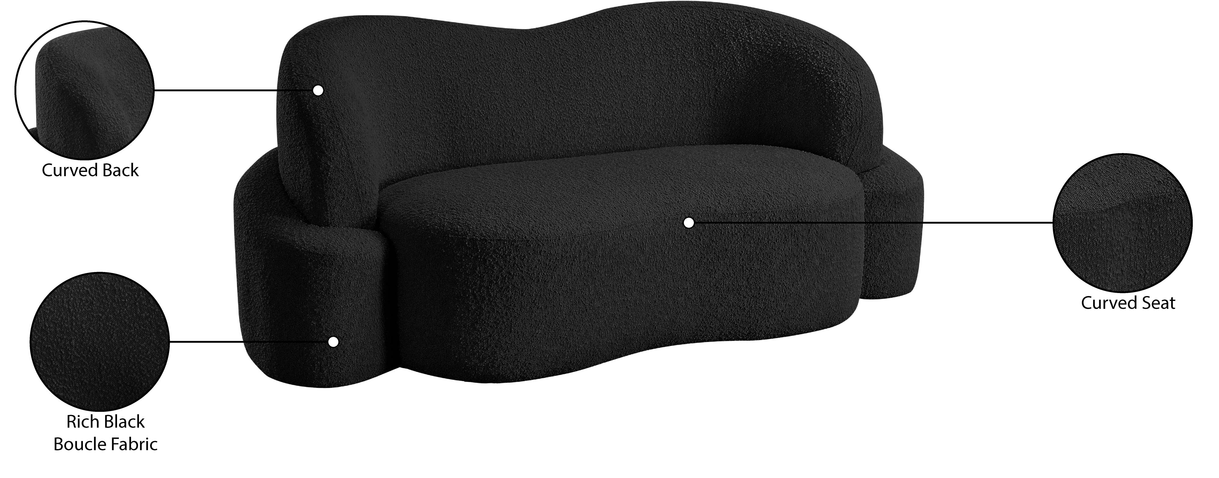Vance Black Boucle Fabric Loveseat L - Image 17