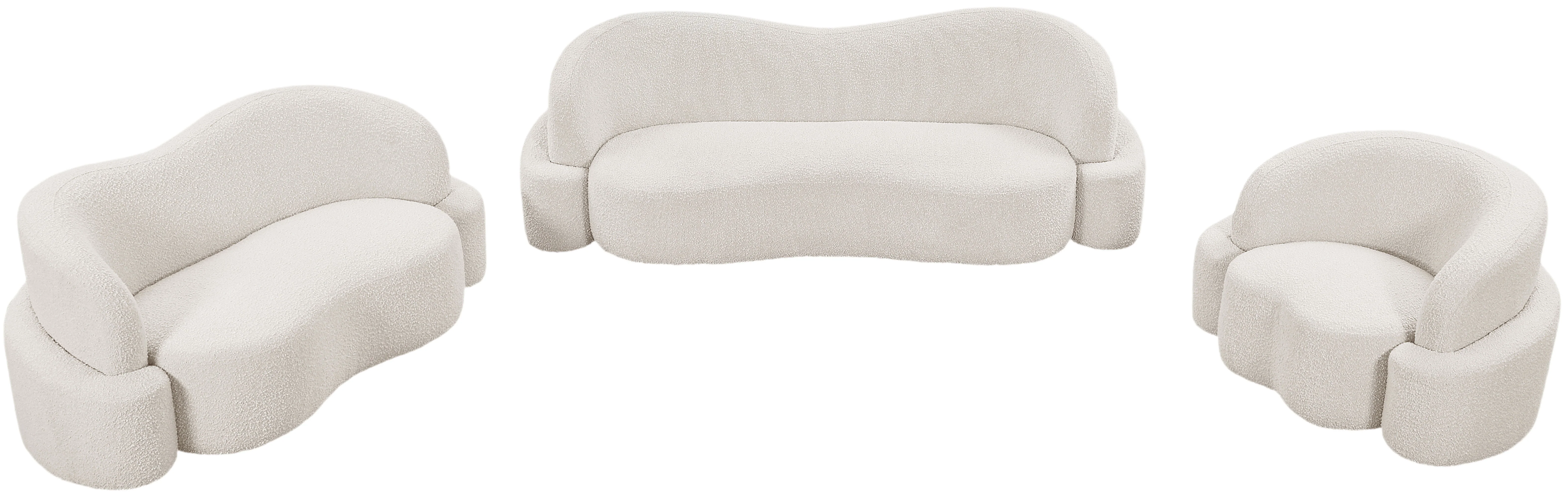 Vance Cream Boucle Fabric Loveseat L - Image 13